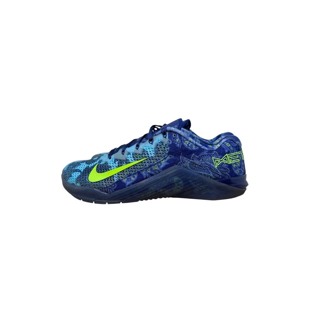 Nike Metcon 6 Training Shoes Mens 12 Blue Paisley Lime Green CZ0602-434